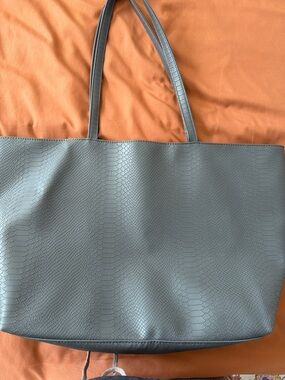 Bloomingdale's Gray Faux-Snake Tote Bag